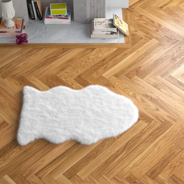 Humberto Solid Colour Faux Sheepskin Hand Woven Shag Area Rug