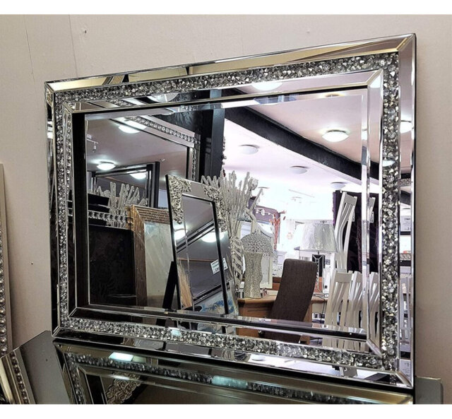Large Jewel Wall Mirror Loose Diamante New Crystal Square Decor Mirror Gift