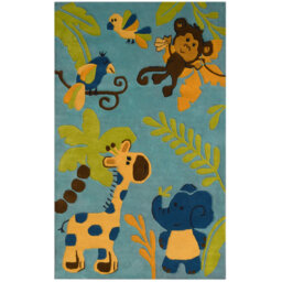 Kids Jungle Handmade Tufted Blue/Green/Yellow Rug