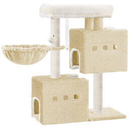 Cat Tree, 75 cm Tower, Sisal Scratching Post, Cats Tower for Indoor, Multi-Level Stable Cat Tree with Cats House, 2 Caves, Pompoms