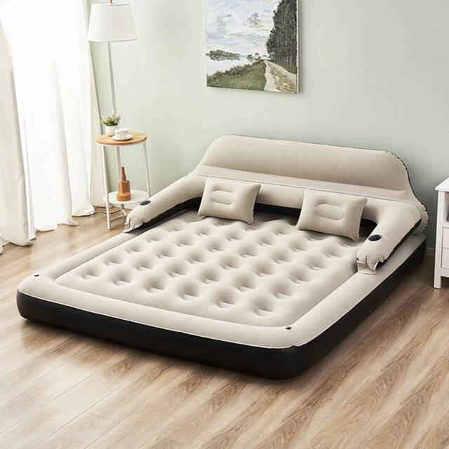 25cm Air Bed, Inflatable Air Mattress with Backrest for Camping Beach