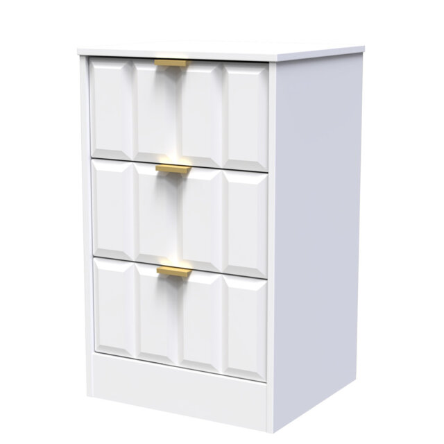 Arnesto 3 Drawer Bedside Cabinet With Gold Handles (Ready Assembled)