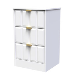 Arnesto 3 Drawer Bedside Cabinet With Gold Handles (Ready Assembled)