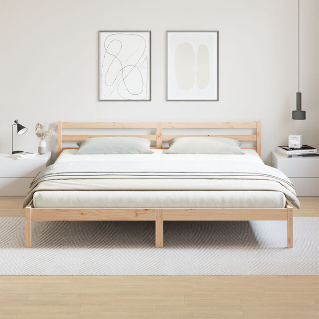 Bed Frame With Headboard Solid Wood Pine