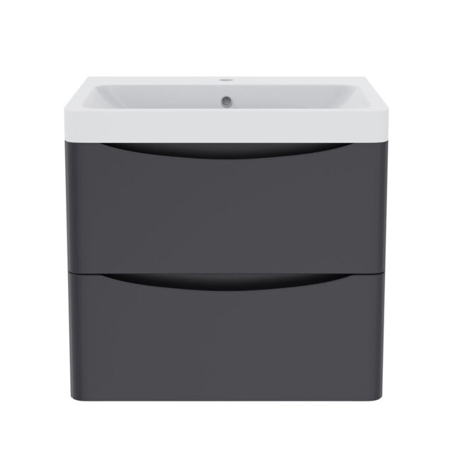 600mm 2 Drawer Wall Hung Vanity Bathroom Cabinet & Basin Set