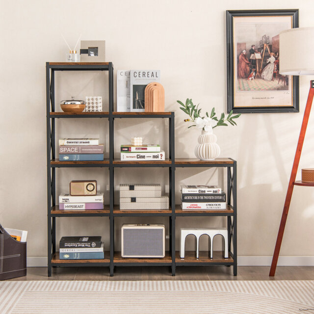 130cm H x 115cm W Metal Step Bookcase