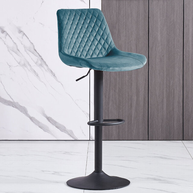 Heckscherville Velvet Height Adjustable Swivel Upholstered Bar Stool