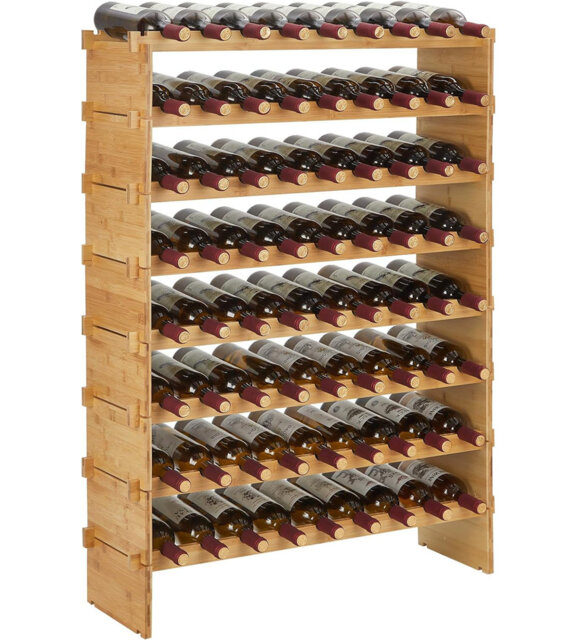Solid Wood Floor Wine Bottle Rack Brown