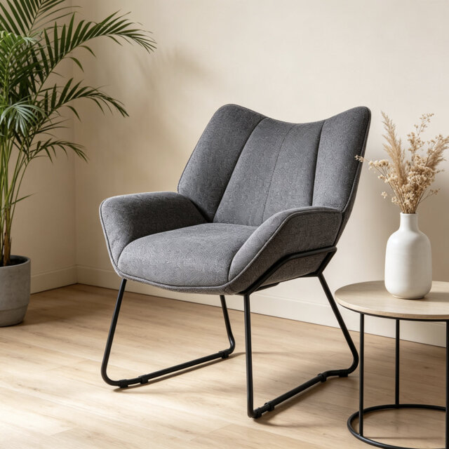 Comfortable Single Sofa Lounge Chair, Modern Armchair with Metal Legs, Suitable for Living Room, Bedroom