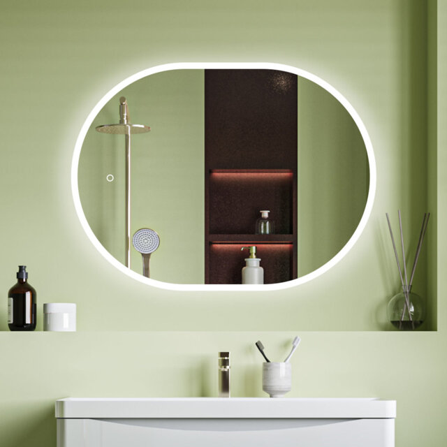 Icarus Oval LED Bathroom Mirror with Demister Pad Touch Control Wall Mounted