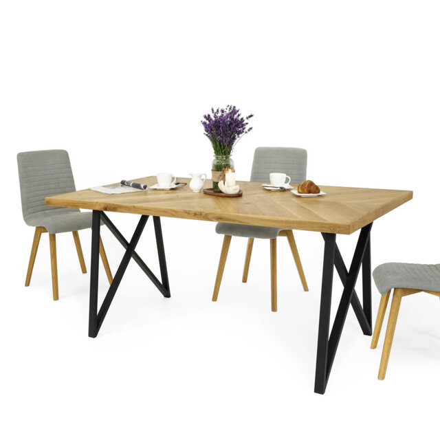 Florian Oak Metal Base Dining Table