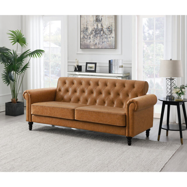 Lemoyne 167Cm Velvet Scroll Arms Sofa