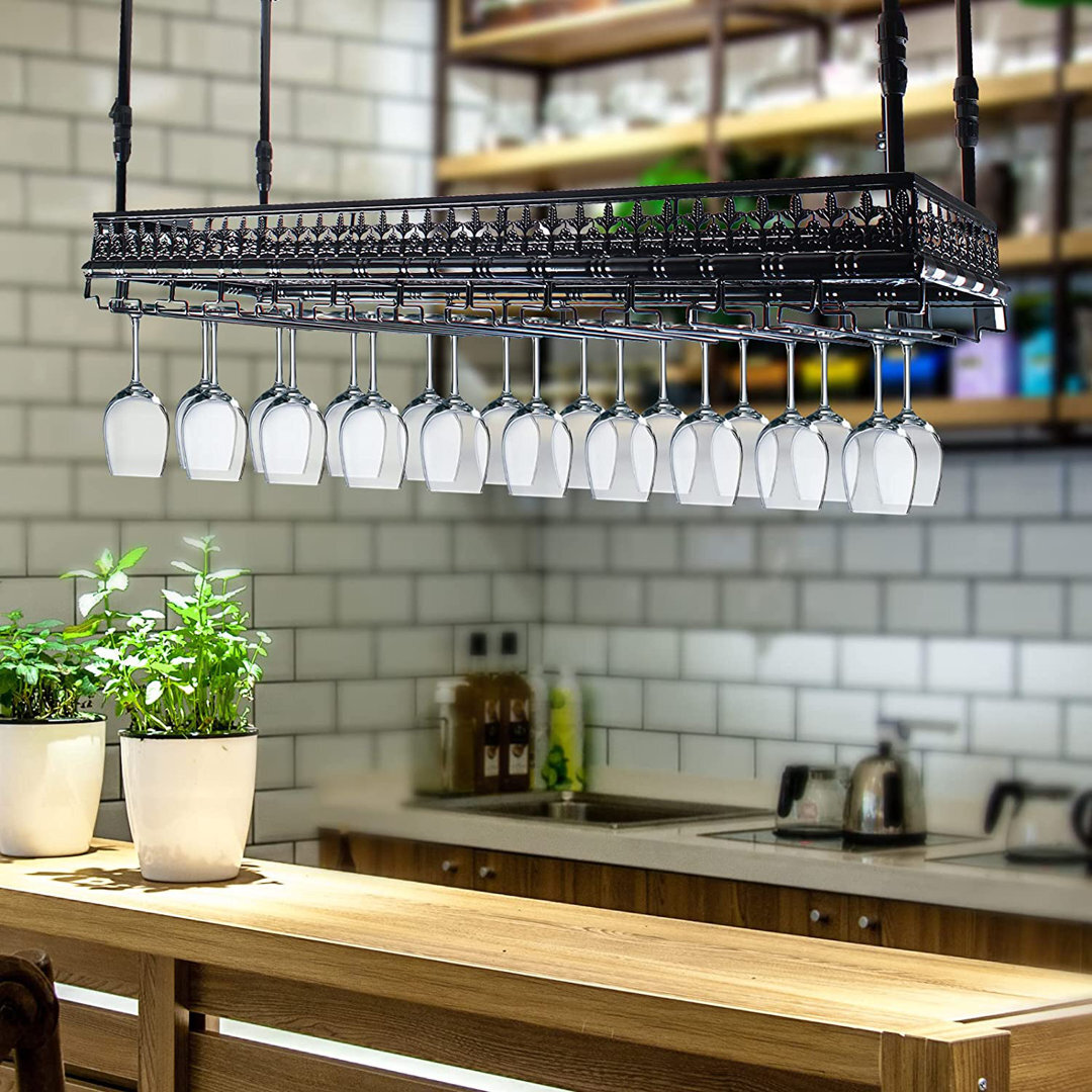 Industrial Retro Wine Glass Rack Under Cabinet Hung 40 Goblet