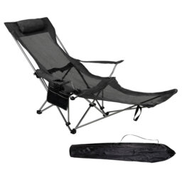 Adjustable Folding Recliner Camping Chair – Lightweight Portable Chair With Detachable Footrest, Headrest, Cupholder, And Pocket For Outdoor, Beach, A