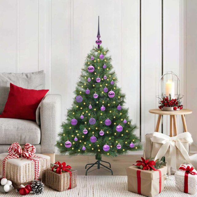 Artificial Christmas Tree with 150 LEDs Green PE and PVC