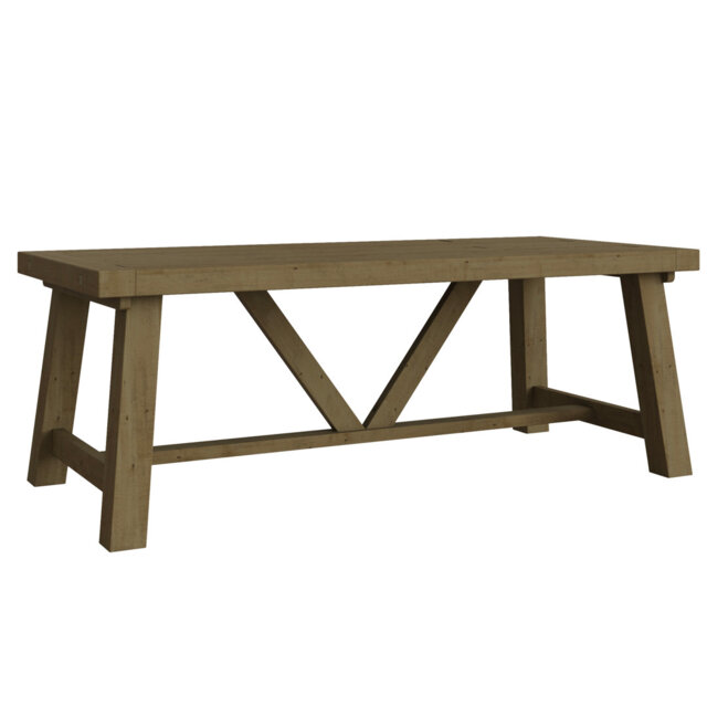 Almerton 2m Dining Table. Solid Reclaimed Pine. Seats Up To 6. Extension Leaf Sold Separately