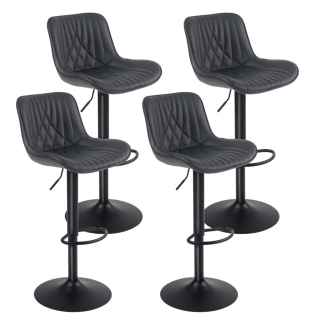 Swivel Bar Stools Modern Leather Upholstered Counter Stools for Kitchen Island, Adjustable Height Stools with Footrest for Home Bar