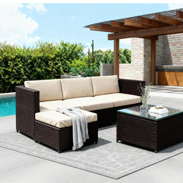 Outdoor Garden Furniture Set 4seater Rattan Wicker Conservatory Sofa Table Chair