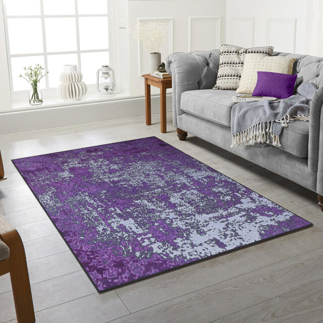 Abryelle Abstract Machine Woven Violet Area Rug