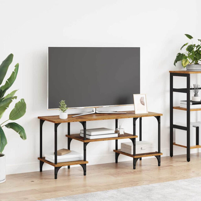 TV Cabinet Old Wood 102 X 35 X 45.5 Cm Engineered Wood And Iron