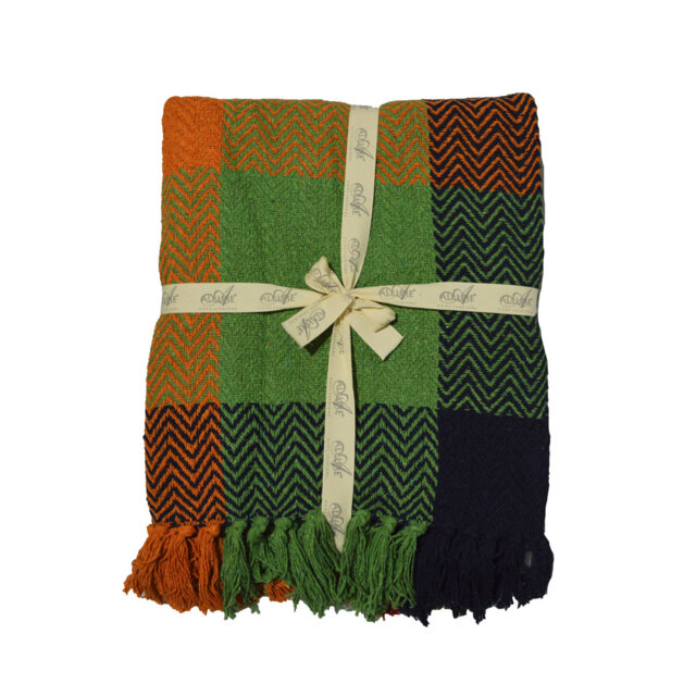 Colourful Check Herringbone Throw Blanket
