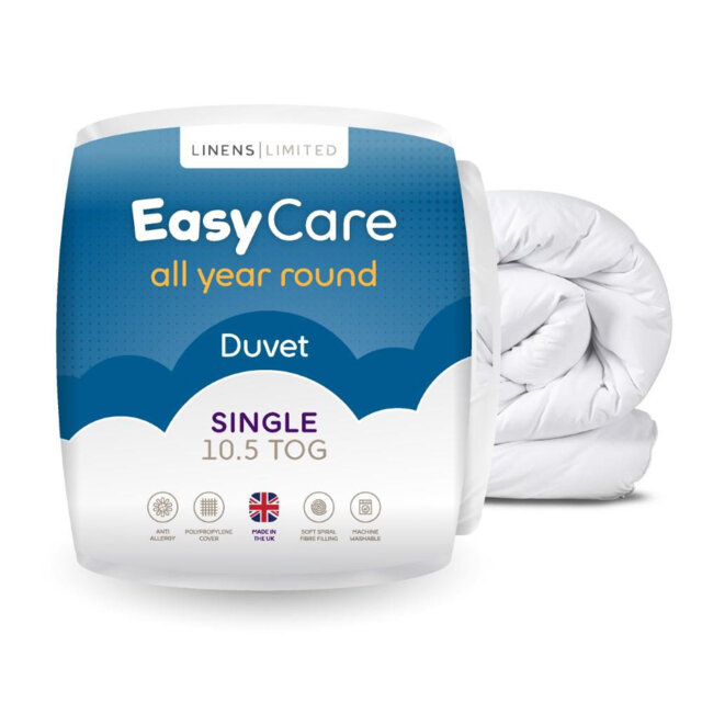 Linens Limited Easy Care Duvet, Made in the UK, All Year Round Quilt, Soft and Comfy, Polypropylene Hollowfibre, Machine Washable