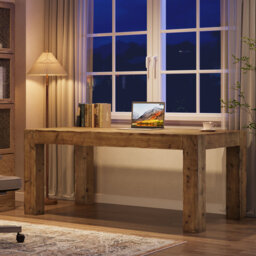 63'' Solid Wood Executive Desk, All Real Wooden Home Office Computer Desk