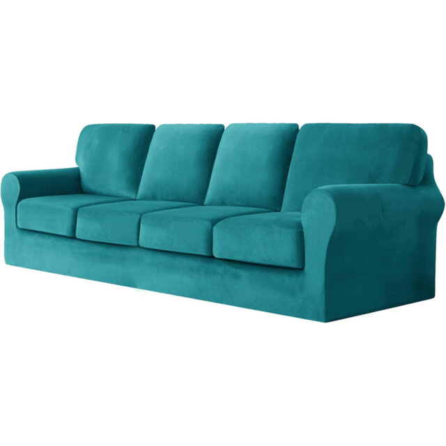 Sofa Cover With Separate Seat Cushions And Backrests Stretch Velvet Sofa Slipcover Couch Covers Furniture Protector Split Combined (Large 4 Seat Set 9