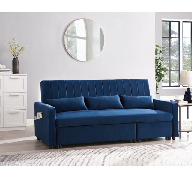 Krisheena 3 Seater Linen Velvet Sofa Bed