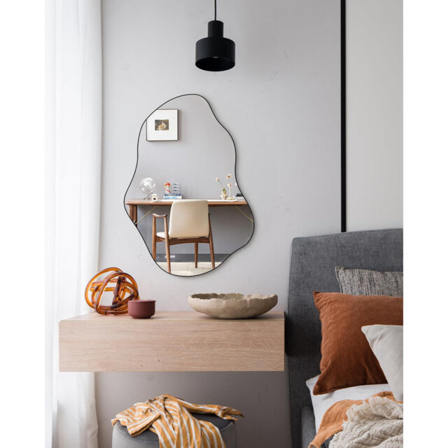 Frameless Bathroom Mirror, 70X50 Cm Irregular Wall Mirror For Living Room Bedroom Entryway Decor