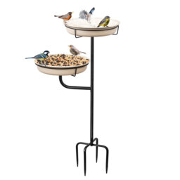 Freestanding Birdbaths Bowl Outdoor, 101cm Garden Bird Bath Bird Feeder Bowl with Metal Stake, Detachable Decoration Spa Birdfeeder for Garden Patio Y