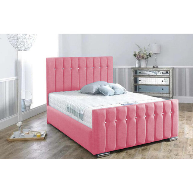 Mongo Upholstered Bed Frame - Plush Velvet Bed with Padded Headboard and Sprung Slats
