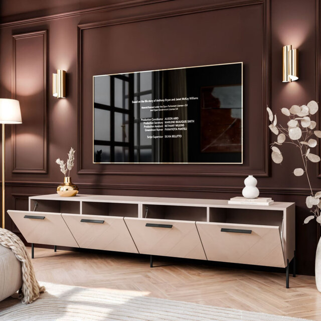 AURA 200 KASHMIR high-gloss TV cabinet on legs
