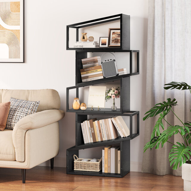 135 H × 58 W Geometric Bookcase