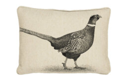 Country Linen Pheasant Left Piped Tapestry Cushion with Feather Filler
