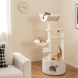 141cm Tall Wooden Cat Tree Indoor Cats Multi-Level Kitten Tower