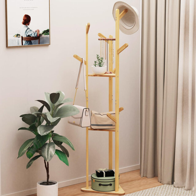 Athanasie Bamboo / Rattan Freestanding Coat Rack