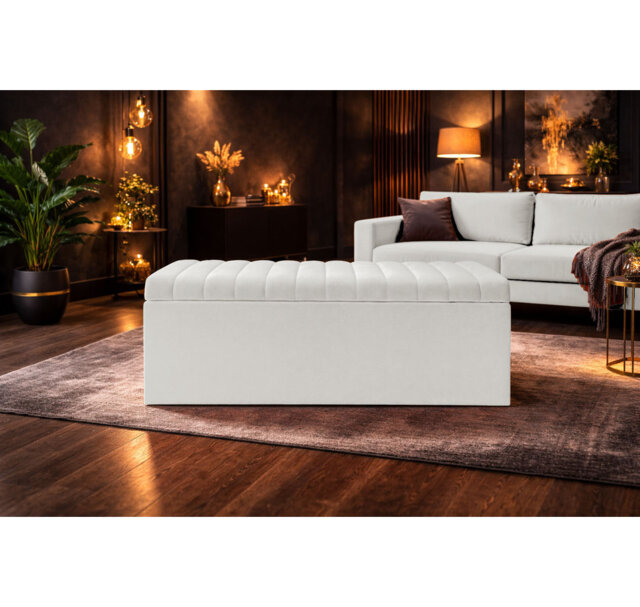Royal Velvet Storage Ottoman Box with Hinged Lid - Lined Upholstered End of Bed Storage Bench - Soft  Close Storage Seat - Made in UK