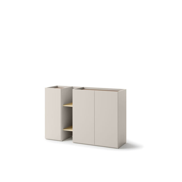 Elegant Cashmere & Oak Sideboard W136cm - Modern Design with 3 Doors & 4 Shelves