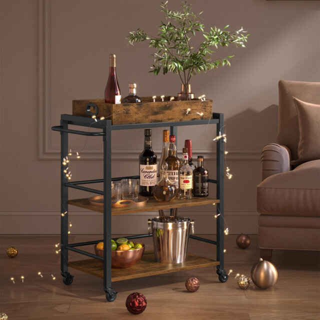 Kitchen Serving Cart With Removable Tray