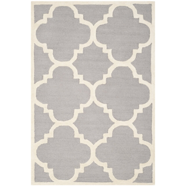 Keith Handmade Tufted Wool Silver/Ivory Rug