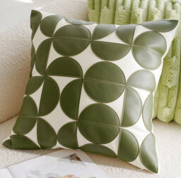 Geometric Faux Leather Cushion Cover