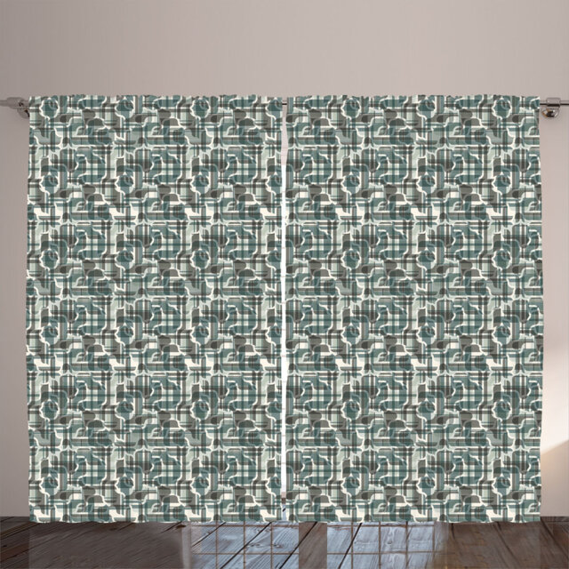 Rustic curtain, pattern of the modern Middle Ages, abstract, cadet blue taupe gray