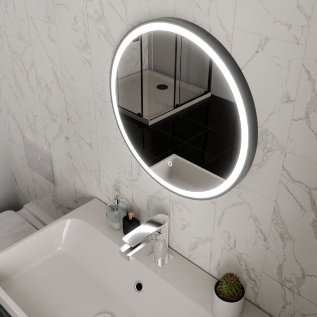 Round LED Bathroom Mirror Fog Free Touch Sensor