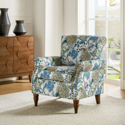 Araceli Floral Wooden Upholstered Accent Chair with Nailhead Trim