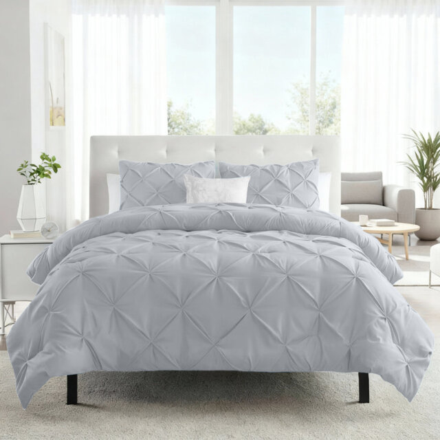 Aspire Homeware High Quality Microfiber Pintuck Design Duvet Cover With Pillowcases