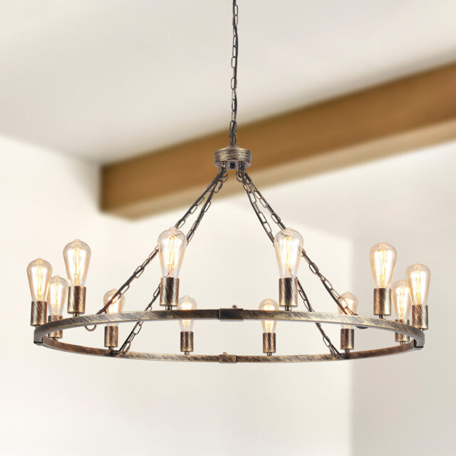 Turco 12 - Light Wagon Wheel Chandelier