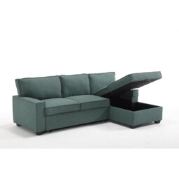 Makynzie Corner Sofa With Pull Out Sofa Bed & Storage - Teal (Right)