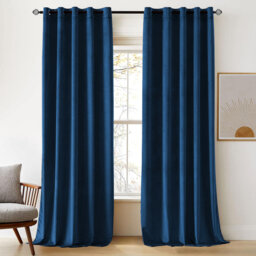 Thermal Velvet Curtains with Eyelet Ring Top - Blackout Crushed Velvet Drapes Pair