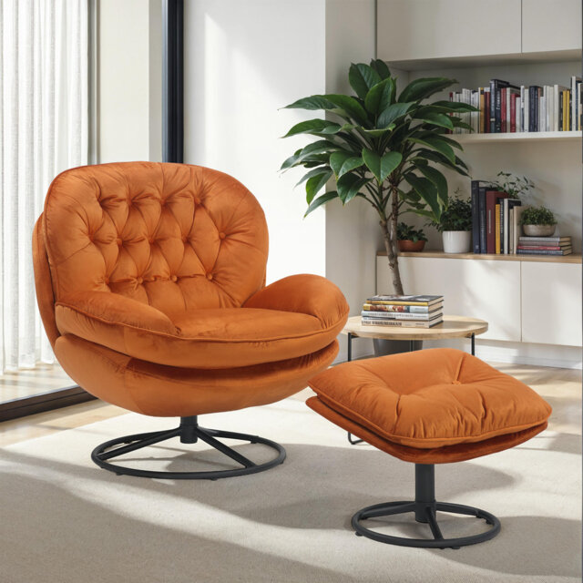 Azura Swivel Accent Chair with Footstool
